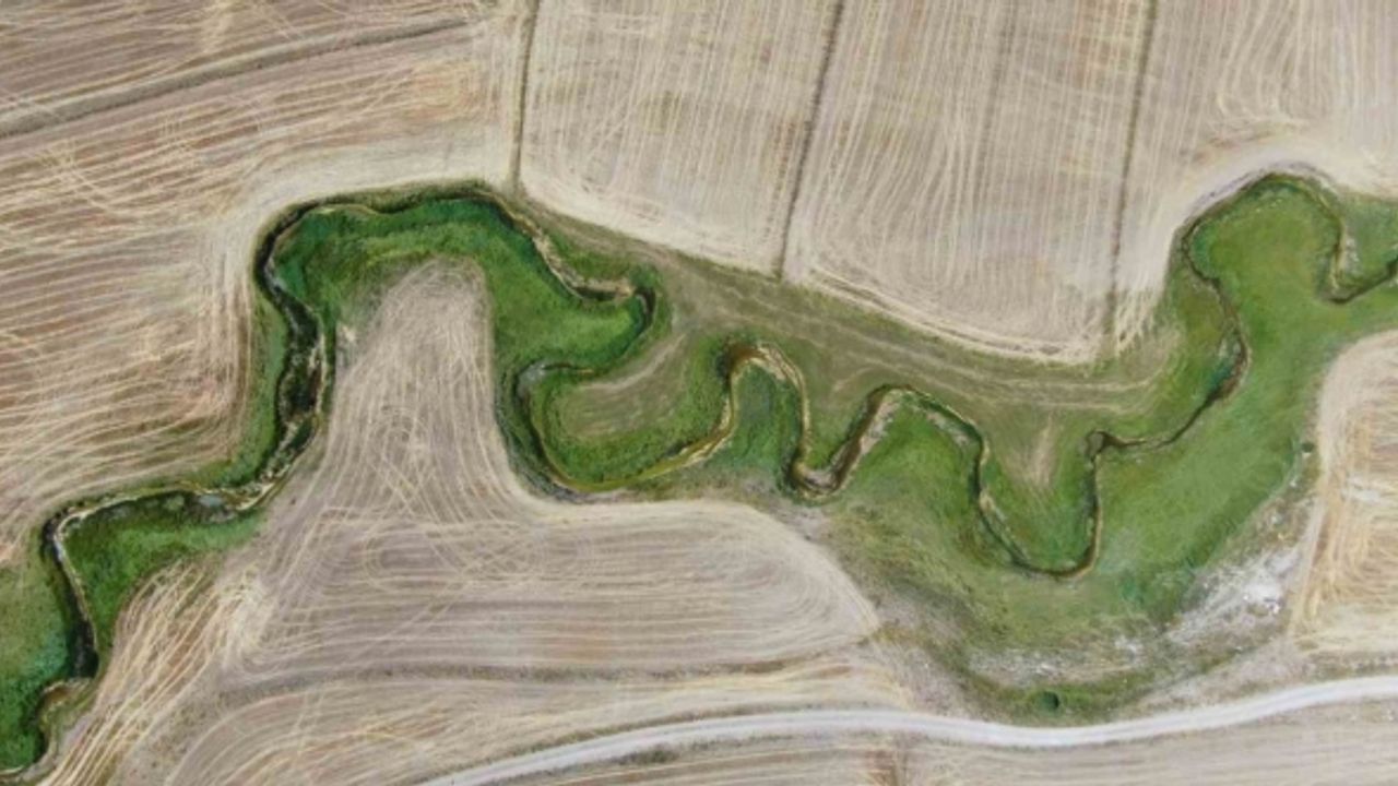 Bozkır ortasındaki gizli hayat dron ile görüntülendi