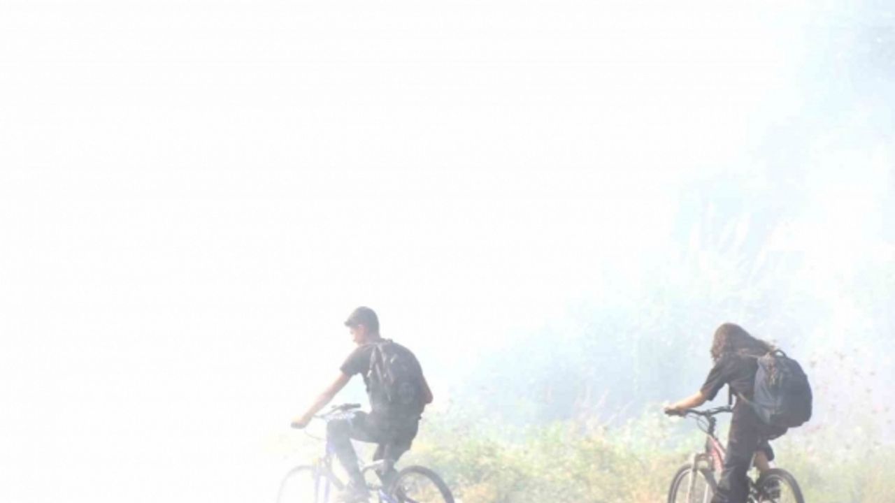 Çöplük yangını kuru otlara sıçradı, sürücüler zor anlar yaşadı