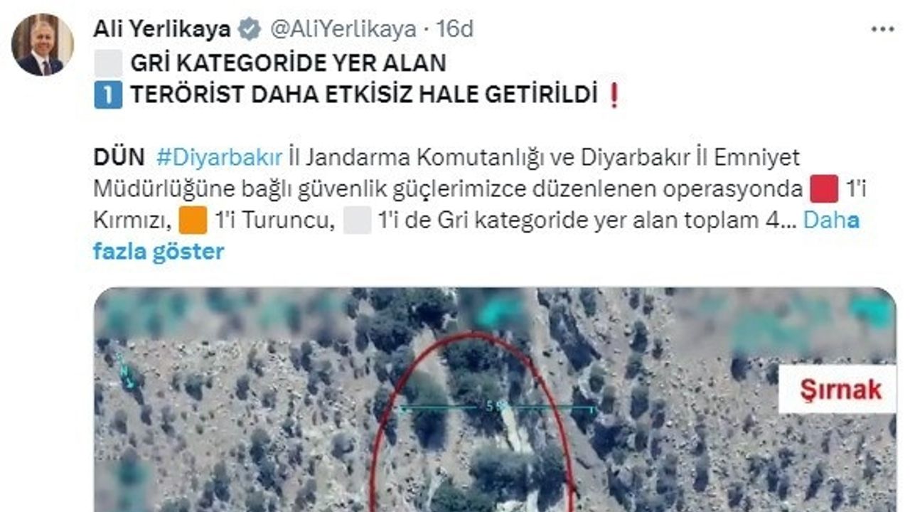 Gri kategorideki bir terörist etkisiz hale getirildi