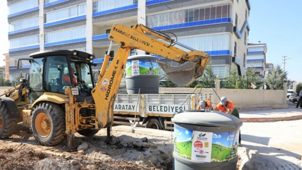 Karatay’da 200 adet yeraltı çöp konteynerinin daha kurulumu yapıldı