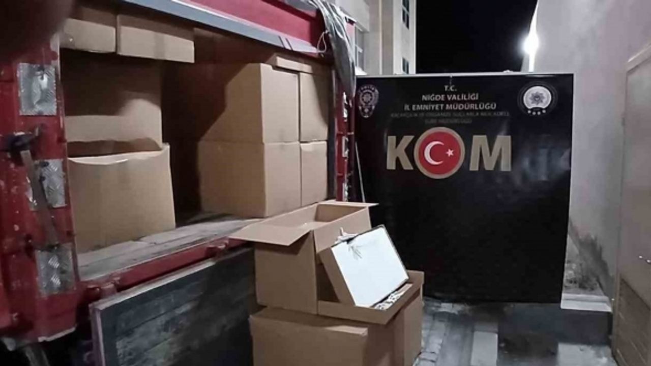 Niğde’de çok sayıda gümrük kaçağı makaron ele geçirildi