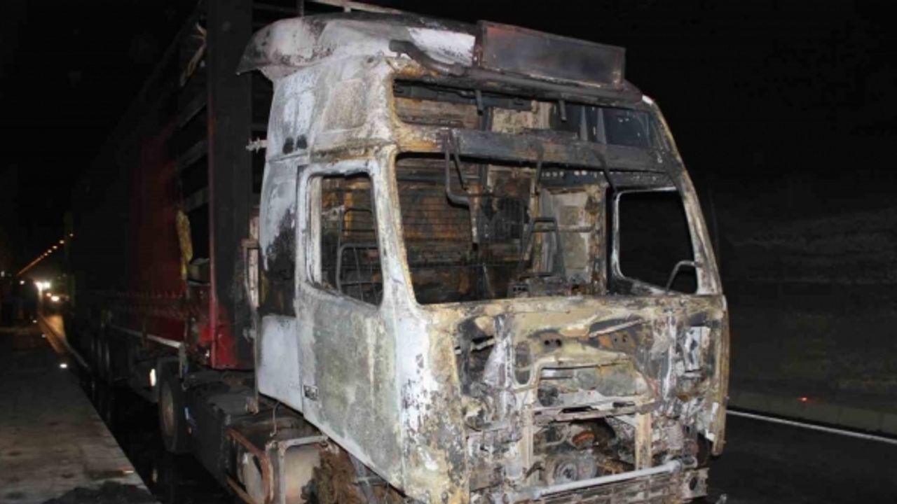 Ordu’da mercimek yüklü tır tünel içerisinde alevlere teslim oldu