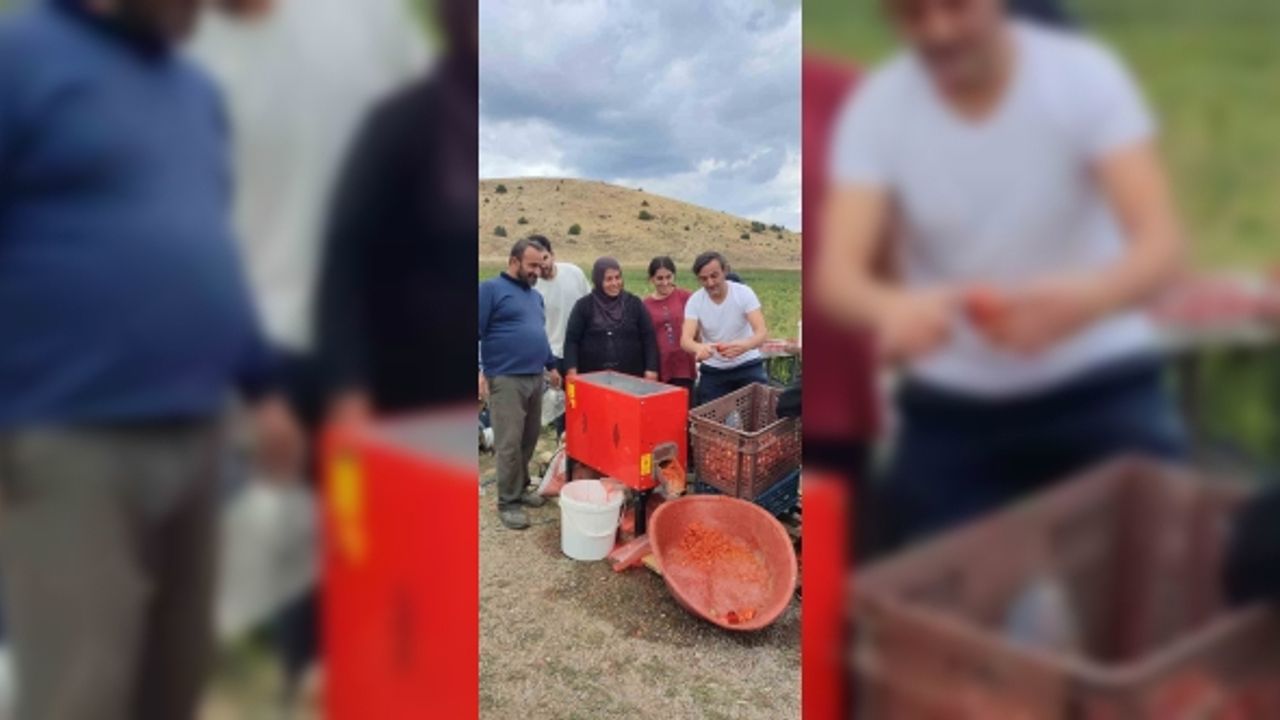 Ünlü oyuncu Ersin Korkut domates toplayıp salça yaptı