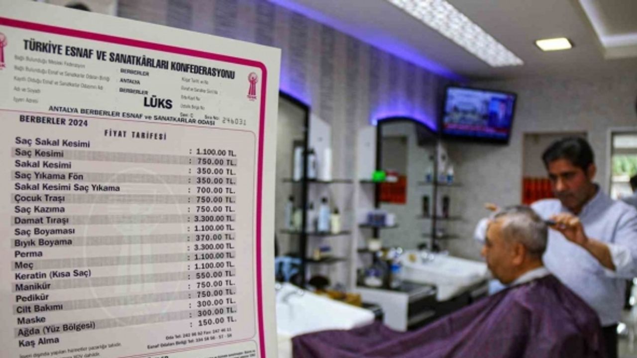 Antalya’da saç sakal kesimi, ’lüks’ tarifedeki berberlerde bin 100 lira