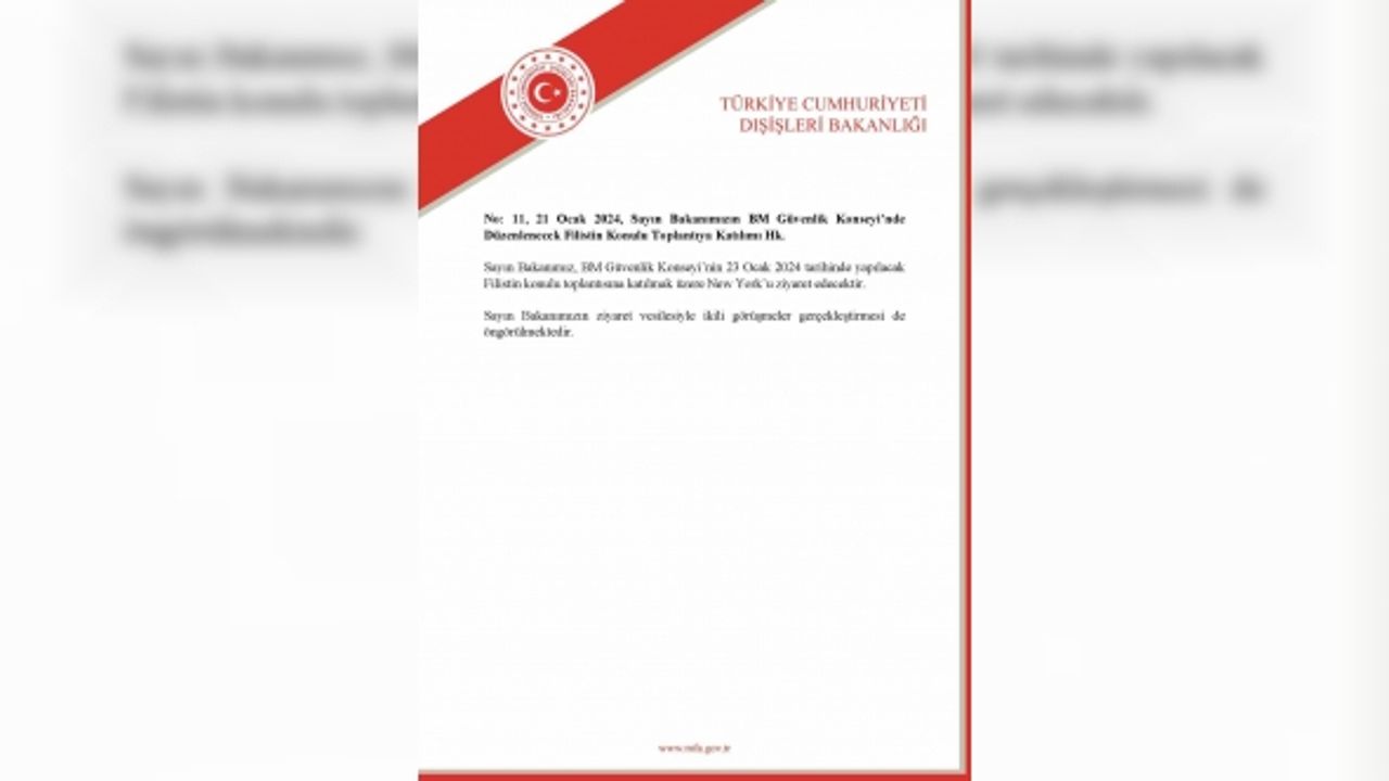 Dışişleri Bakanı Fidan, New York’ta BMGK Toplantısına katılacak