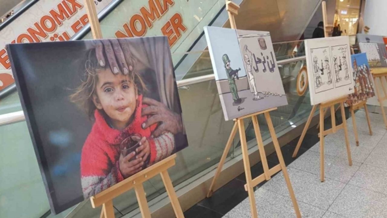 Gazze’deki dramı anlatan karikatür ve resim sergisi açıldı