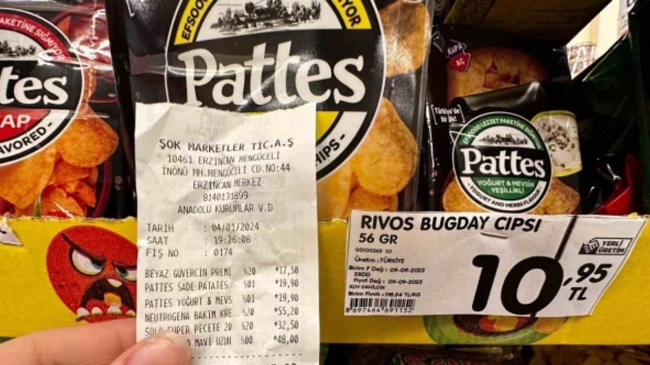 ŞOK marketin rafında cips 10,95, kasada 19,90 TL
