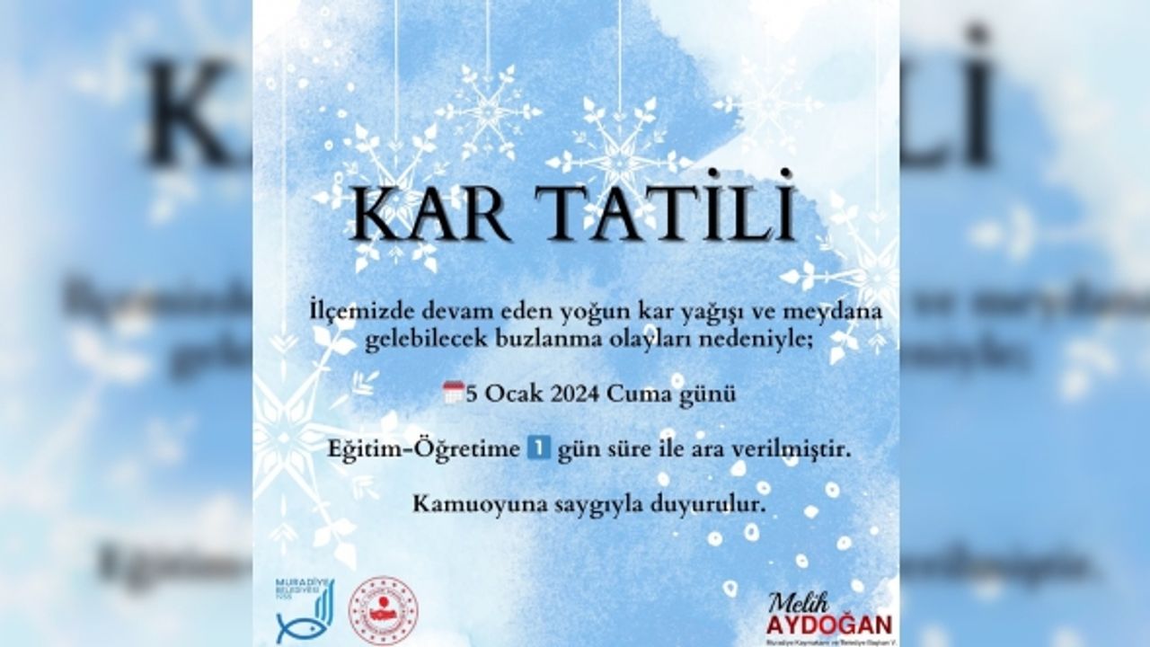 Van’ın Muradiye ve Saray ilçelerinde eğitime 1 gün ara verildi