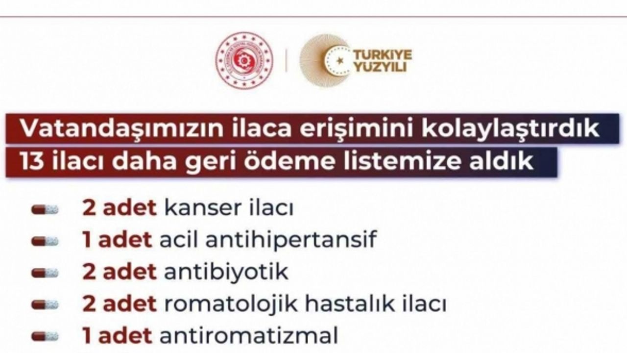 11’i yerli üretim olmak üzere 13 ilaç daha geri ödeme listesine alındı