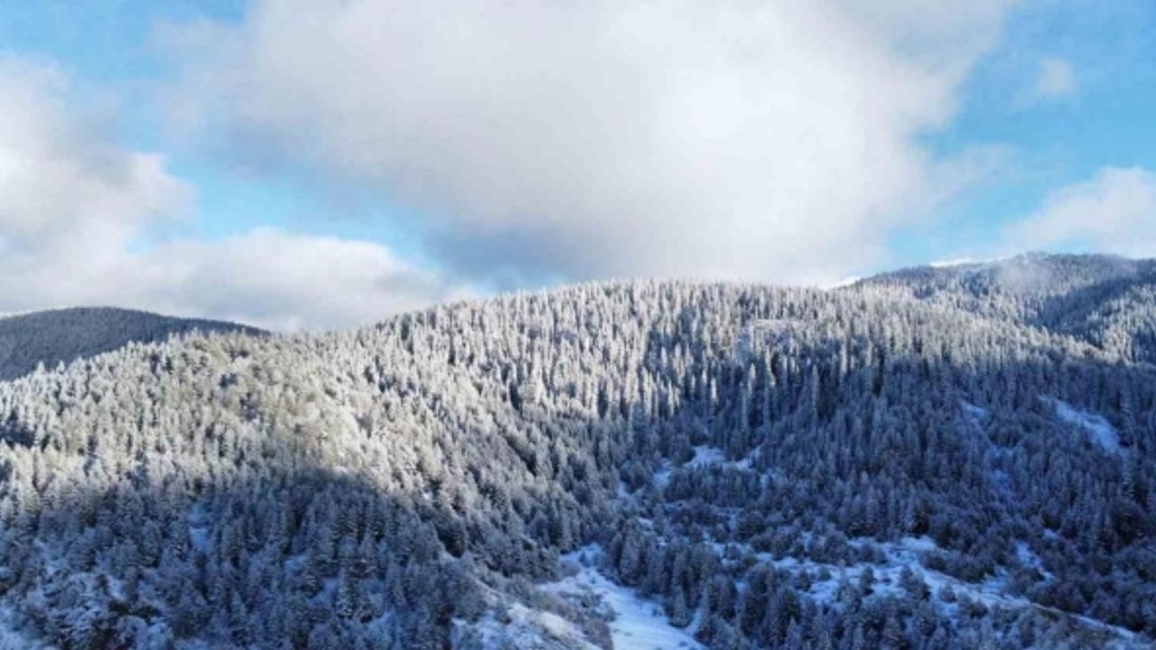 Beyaza bürünen Ilgaz Dağı’nın eteklerindeki yaylalarda kartpostallık görüntüler ortaya çıktı