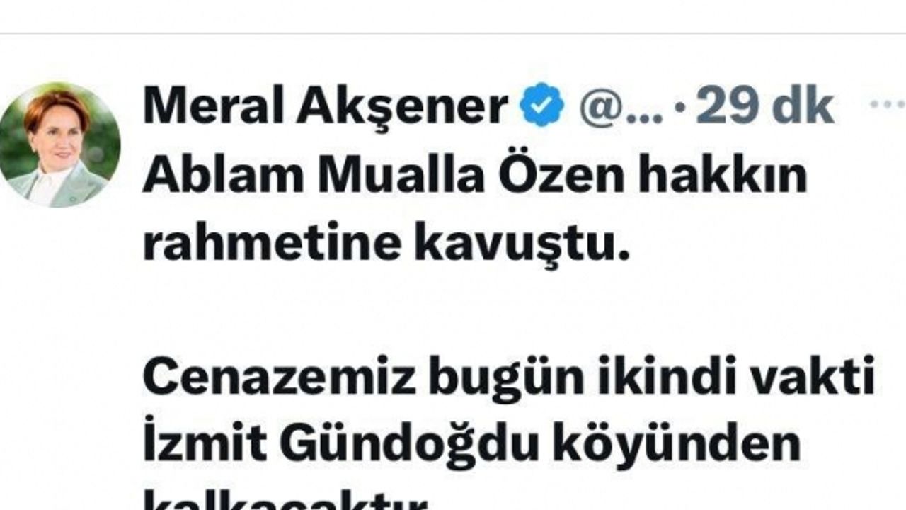 Meral Akşener hayatını kaybeden ablası için Kocaeli’ye geliyor