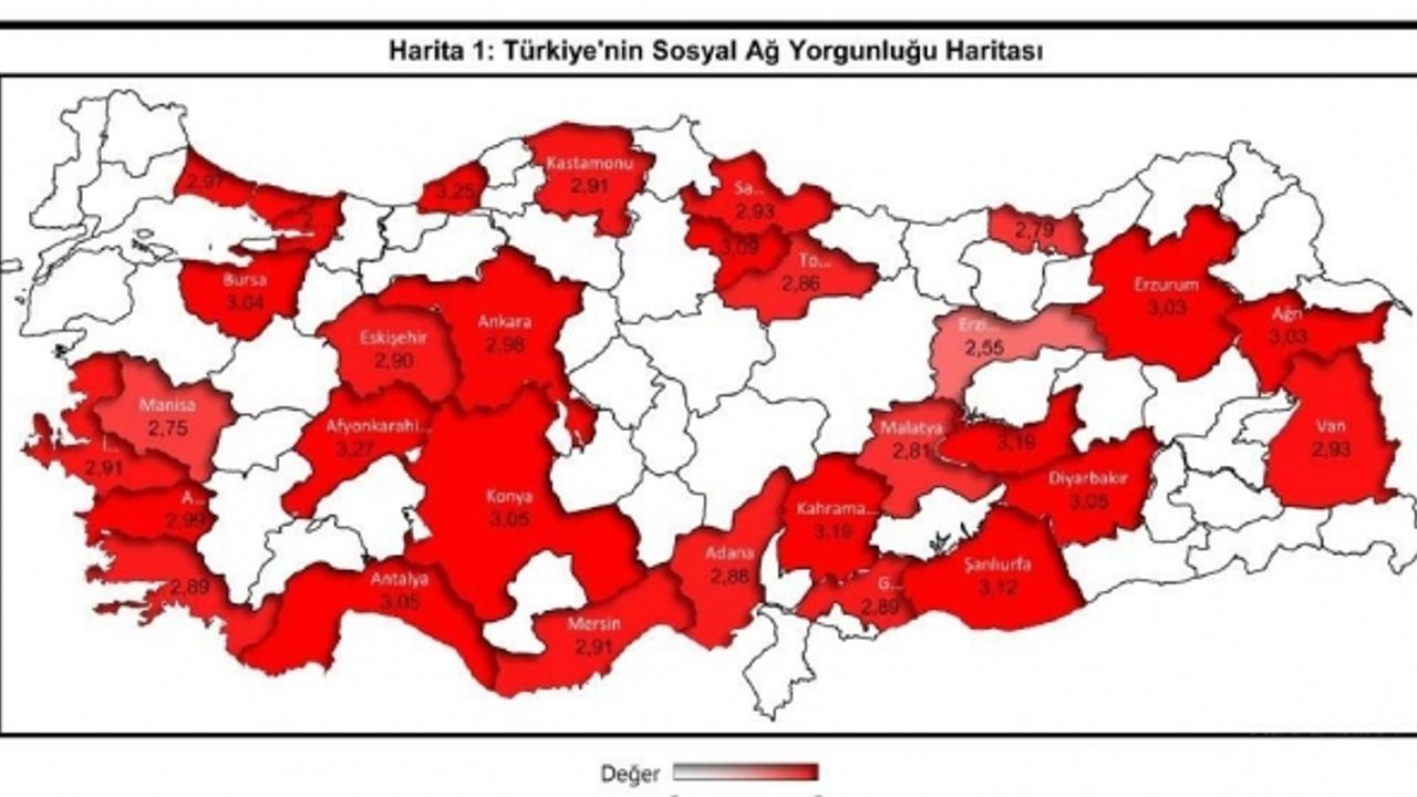 En az sosyal ağ yorgunluğu yaşayan şehir Erzincan