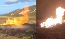 Sivas'ta Yıldırım Düşen Doğal Gaz Hattında Yangın Çıktı
