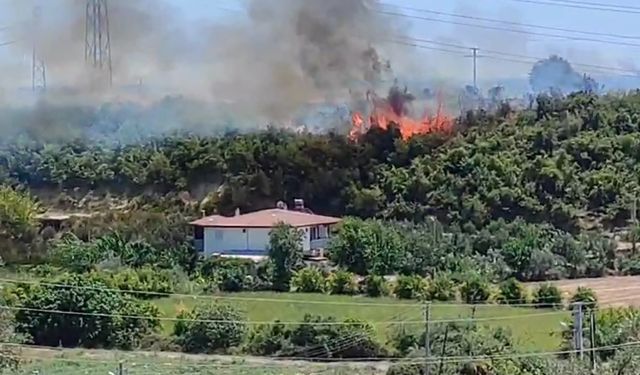 Anızlardan makilik alana sıçrayan yangın yerleşim yerlerine ulaşmadan söndürüldü