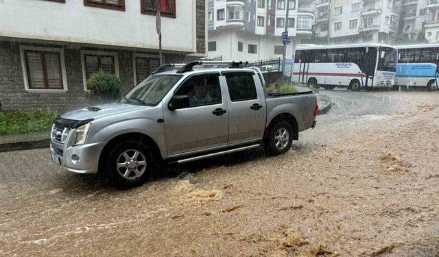 Rize’de sağanak yağış hayatı olumsuz etkiliyor