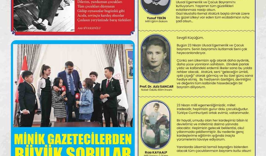 MEB tarafından çocuklar için 23 Nisan’a özel hazırlanan "Gazete Çocuk’" yayımlandı