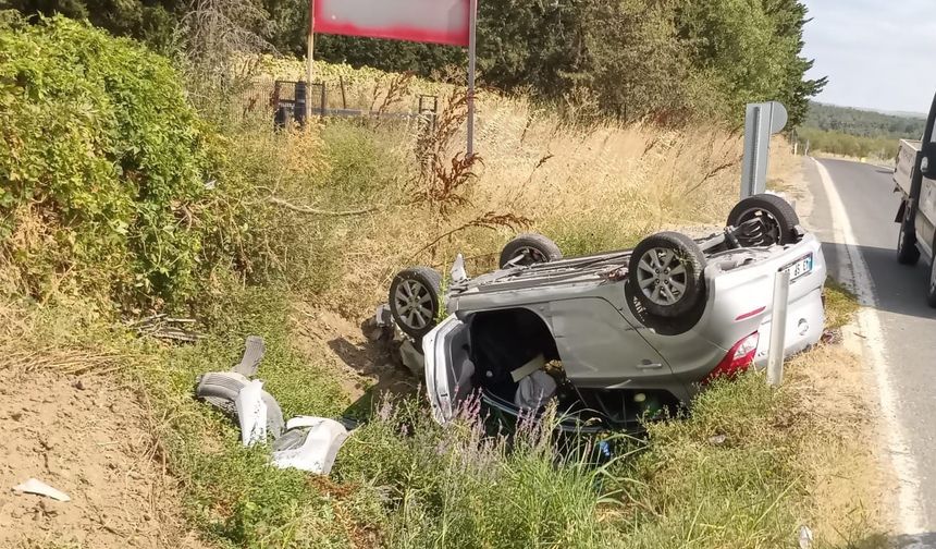 Keşan’da takla atan otomobilde 3 kişi yaralandı