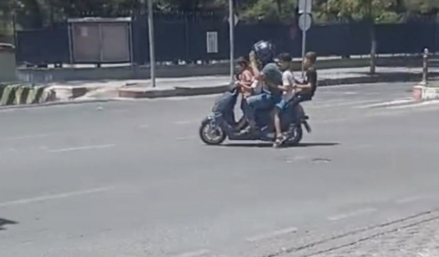 Siirt’te 5 kişi bir motosiklete bindi