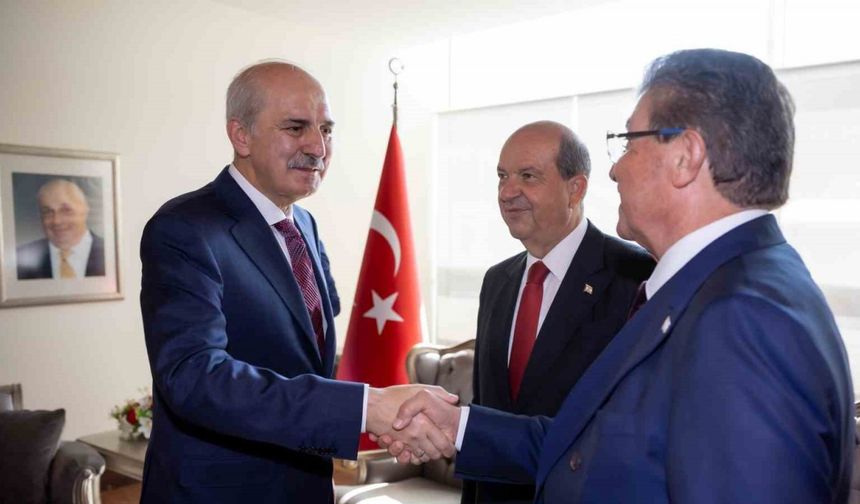 TBMM Başkanı Kurtulmuş, KKTC Cumhurbaşkanı Tatar ve KKTC Başbakanı Üstel ile görüştü